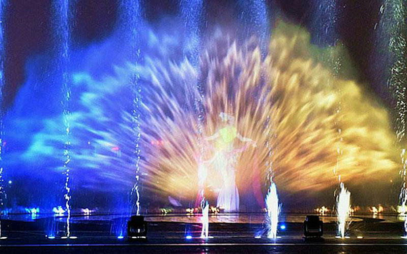 Magical laser movie fountain